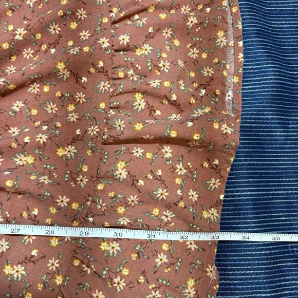 Altar’d State Danielyn Dress Womens L Brown Floral Cottagecore Puff Sleeve Boho - Picture 9 of 10